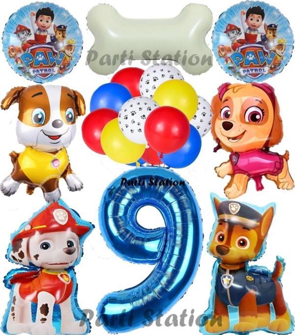Parti Station Paw Patrol 9 Yaş Balon Set Paw Petrol Marshall Chase Skye Rubble Doğum Günü Parti Folyo Balon Seti - Image 1