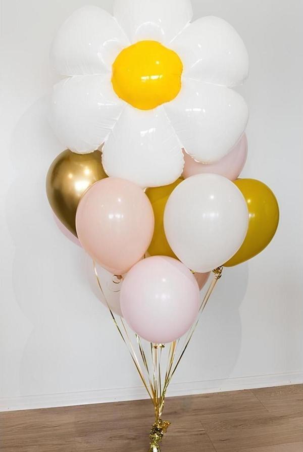 Parti Station Çiçek Ve Bahar Konsept Papatya Balon Set Papatya Balon Buketi Daisy Balloon Doğum Günü Balon Set - Image 1