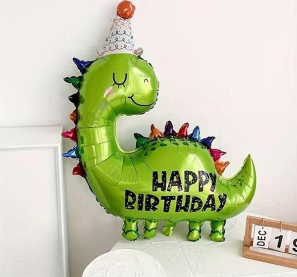 Parti Station Dinozor Happy Birthday Folyo Balon Sevimli Dinozor Konsept Doğum Günü Folyo Balon 1 Adet 89X86 Cm - Image 1