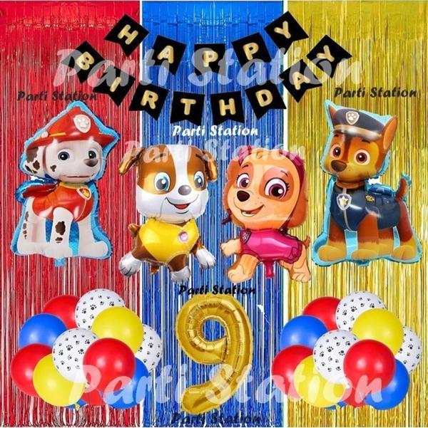 Parti Station Paw Patrol Balon Set 9 Yaş Paw Petrol Marshall Chase Skye Rubble Doğum Günü Parti Folyo Balon Seti - Image 1