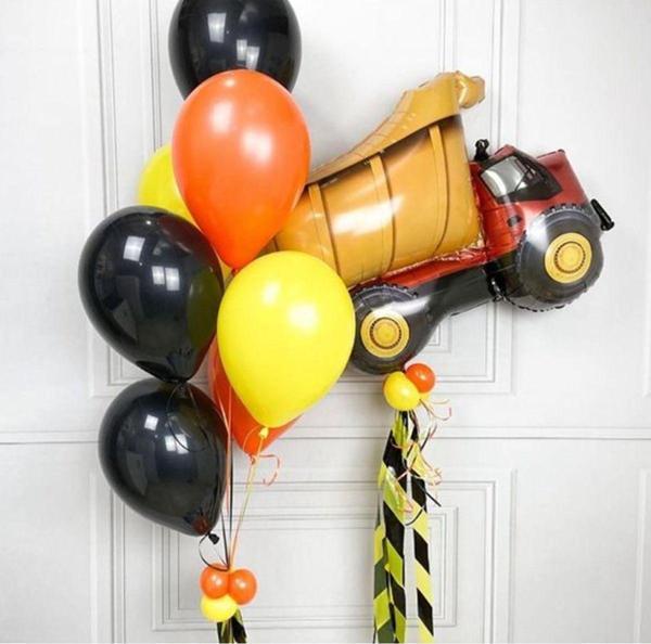 Parti Station İnşaat Konsept Kamyon Balon Set Kamyon Balon Buketi Doğum Günü Balon Set - Image 1