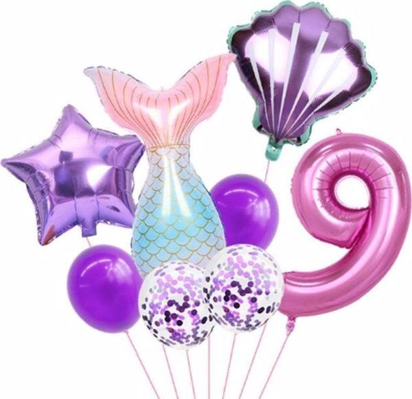 Parti Station Deniz Kızı Konsept 9 Yaş Balon Deniz Kızı Doğum Günü Set Yaş Balon Set - Image 1
