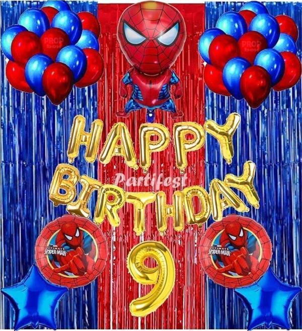 Parti Station Spiderman Örümcek Adam Balon Set Balon Folyo Set Spiderman Konsept Doğum Günü Set 9 Yaş Balon - Image 1