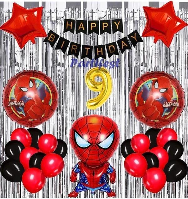 Parti Station Spiderman Örümcek Adam Balon Set Balon Folyo Set Spiderman Konsept Doğum Günü Set Yaş Balon - Image 1