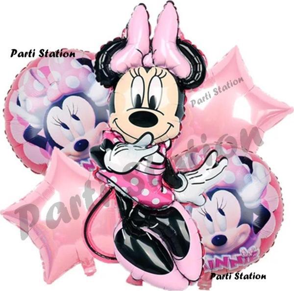 Parti Station Minnie Mouse Balon Set Minnie Mouse Doğum Günü Konsept Parti Balon Set - Image 1