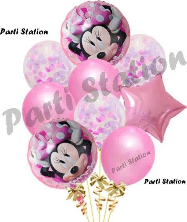 Parti Station Minnie Mouse Balon Set Minnie Mouse Doğum Günü Konsept Parti Balon Set - Image 1