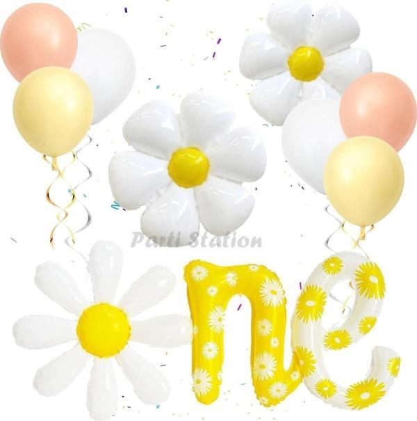 Parti Station Papatya Tema 1 Yaş One Yazılı Folyo Balon Papatya Konsept One Folyo Balon Daisy One Foil Balloon - Image 1