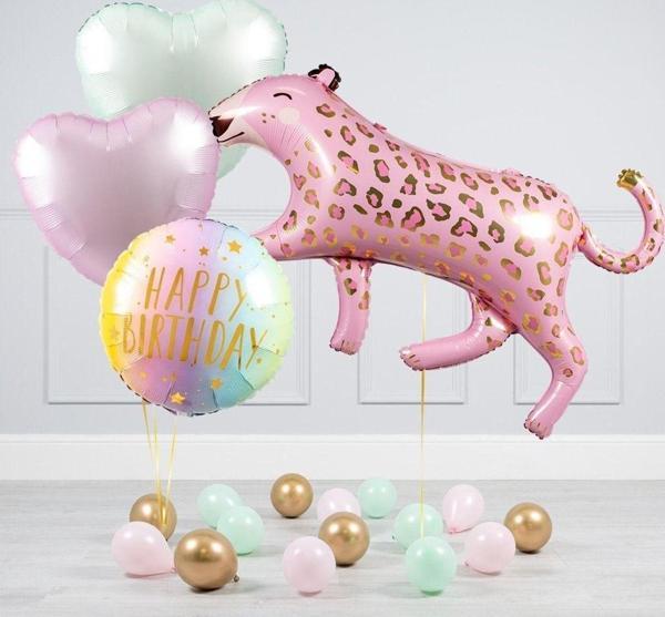 Parti Station Pembe Leopar Balon 100 Cm Parti Konsept Doğum Günü Balon Set Jungle Leopar Kaplan Balon - Image 1