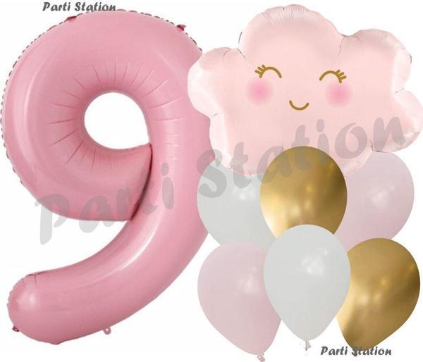Parti Station Pembe Bulut Gökkuşağı 9 Yaş Balon Doğum Günü Parti Balon Set - Image 1