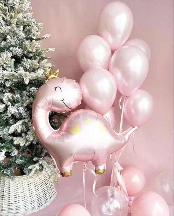 Parti Station Sevimli Dinozor Konsept Pembe Dinozor Balon Set Dinosaur Balloon Doğum Günü Balon Buketi - Image 1