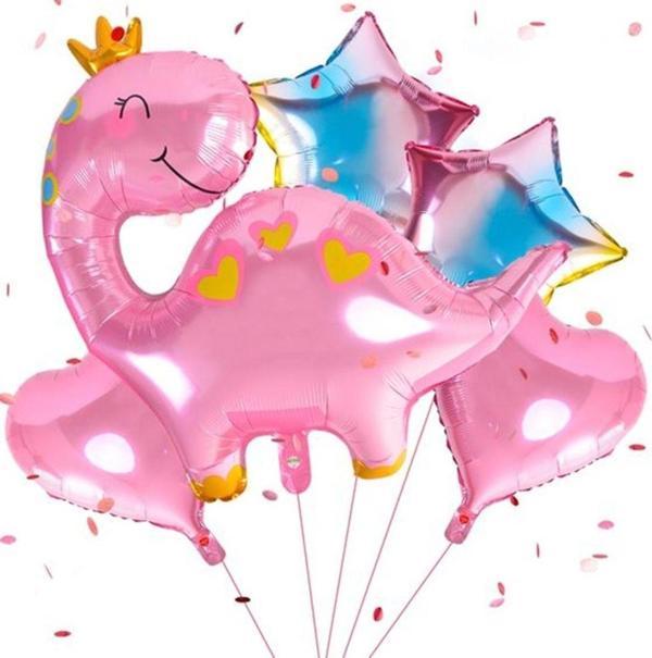 Parti Station Sevimli Dinozor Konsept Pembe Dinozor Balon Set Pink Dinosaur Balloon - Image 1
