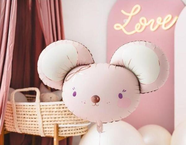 Parti Station Sevimli Pembe Fare Folyo Balon Hamster Fare Konsept Folyo Balon 1 Adet 68X59 Cm - Image 1