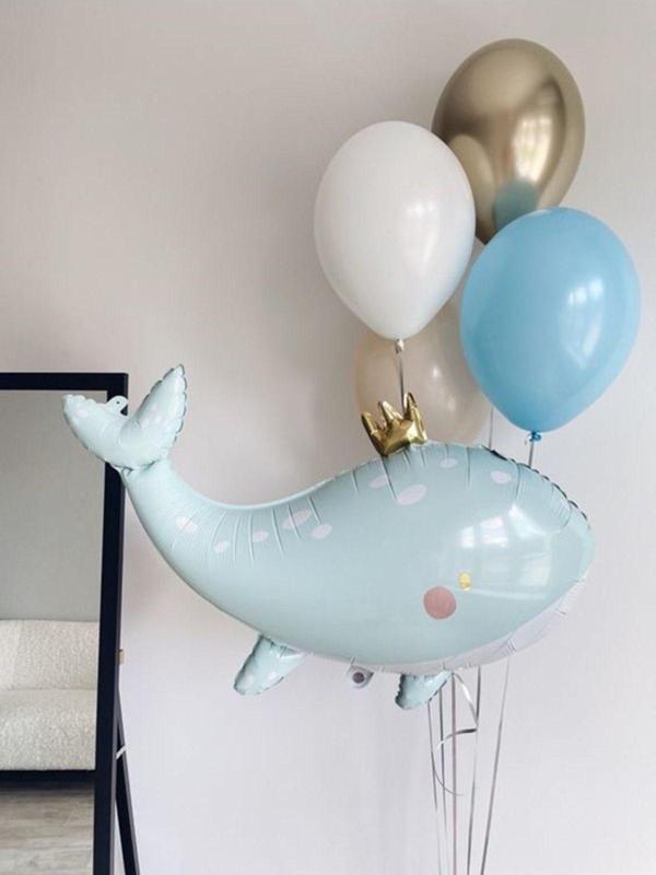 Parti Station Sevimli Yeşil Balina Konsept Balina Balon Set Balina Balon Buketi Whale Balloon Doğum Günü Set - Image 1