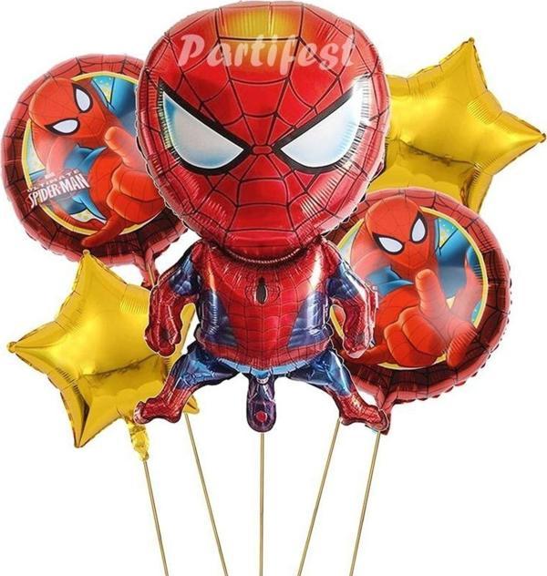 Parti Station Spiderman Örümcek Adam Balon Set Balon Folyo Set Spiderman Konsept Doğum Günü Set Yaş Balon - Image 1