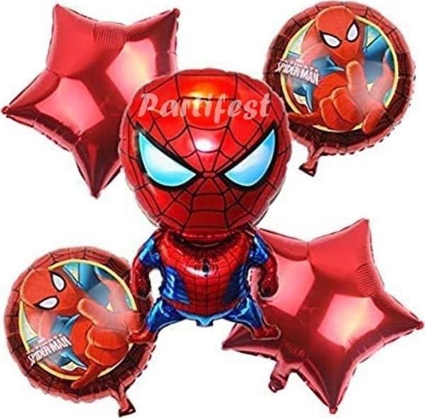 Parti Station Spiderman Örümcek Adam Balon Set Balon Folyo Set Spiderman Konsept Doğum Günü Set Yaş Balon - Image 1