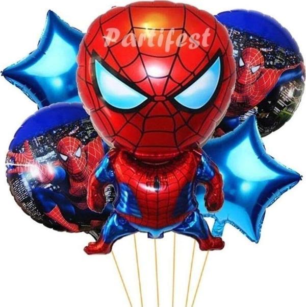 Parti Station Spiderman Örümcek Adam Balon Set Balon Folyo Set Spiderman Konsept Doğum Günü Set Yaş Balon - Image 1