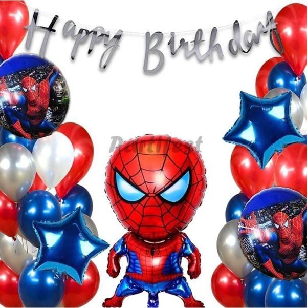 Parti Station Spiderman Örümcek Adam Balon Set Balon Folyo Set Spiderman Konsept Doğum Günü Set Yaş Balon - Image 1