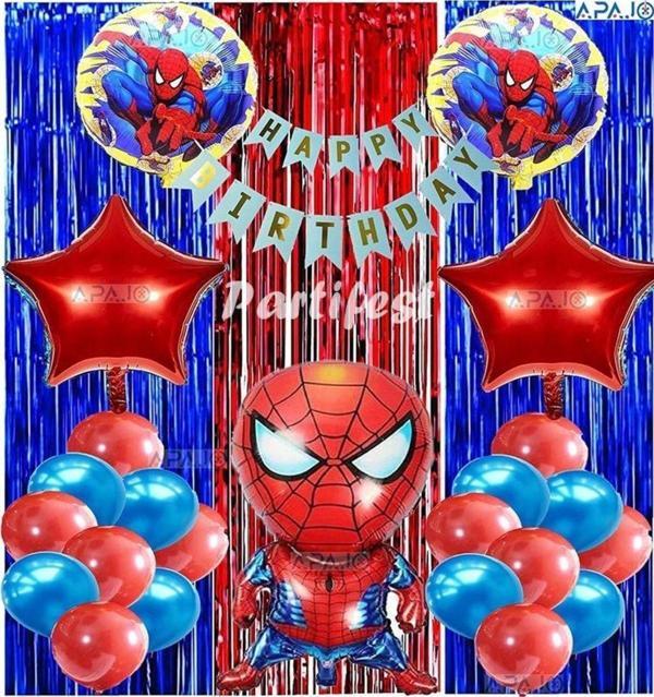 Parti Station Spiderman Örümcek Adam Balon Set Balon Folyo Set Spiderman Konsept Doğum Günü Set Yaş Balon - Image 1