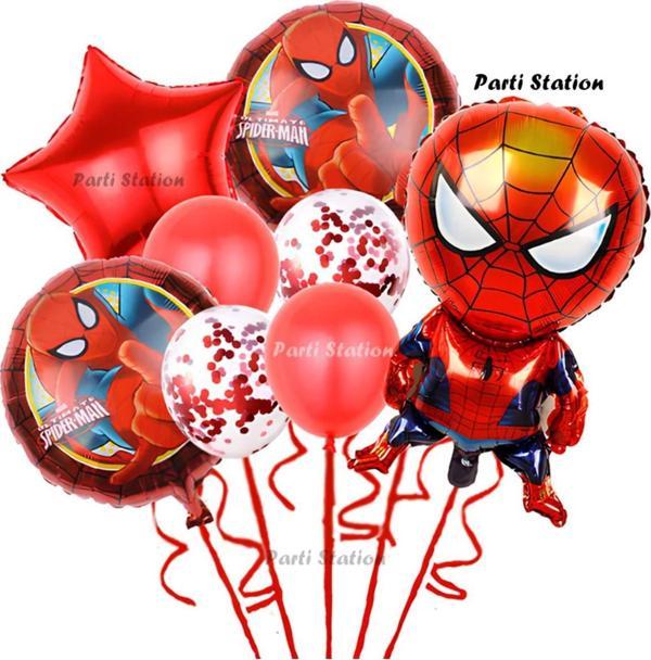 Parti Station Spiderman Yıldız Balonlu Konsept Doğum Günü Balon Set Örümcek Adam Spiderman Balon Set - Image 1