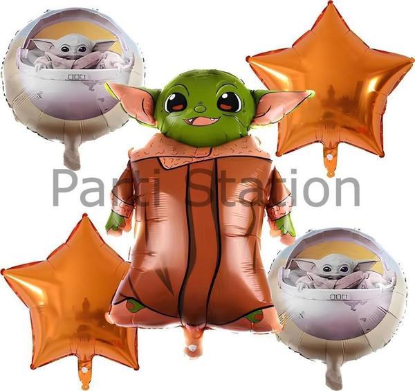 Parti Station Star Wars Yoda Turuncu Balon Set Yıldız Savaşları Yoda Konsept Doğum Günü Balon Set - Image 1