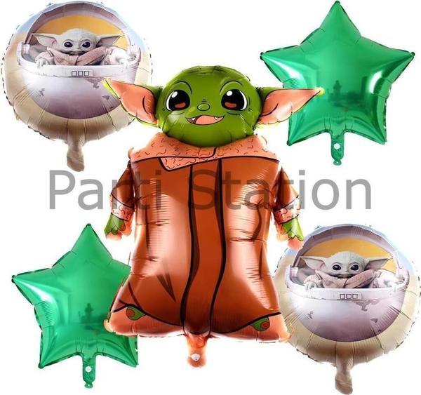 Parti Station Star Wars Yoda Yeşil Balon Set Yıldız Savaşları Yoda Konsept Doğum Günü Balon Set - Image 1
