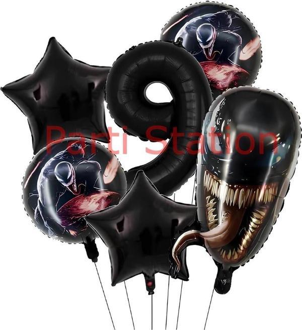 Parti Station Zehirli Öfke Venom 9 Yaş Doğum Günü Balon Set Venom Tema Doğum Günü Parti Balon Set - Image 1