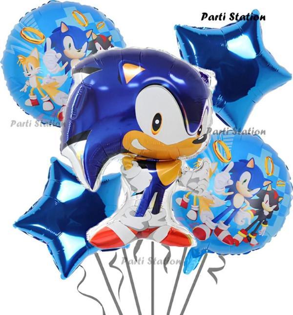 Parti Station Tilki Sonic Boom Yıldız Balonlu Konsept Doğum Günü Parti Balon Set Sonic Balon Set - Image 1