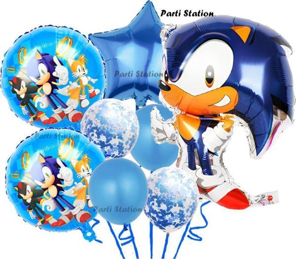 Parti Station Tilki Sonic Boom Yıldız Balonlu Konsept Doğum Günü Parti Balon Set Sonic Boom Balon Set - Image 1