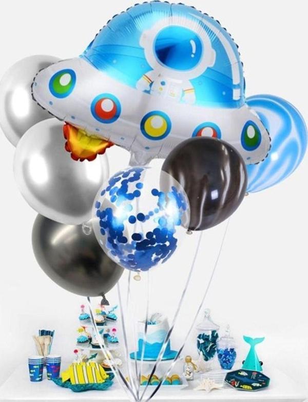 Parti Station Uzay Konsept Balon Set Uzay Aracı Ve Astronot Balon Buketi Doğum Günü Balon Set - Image 1