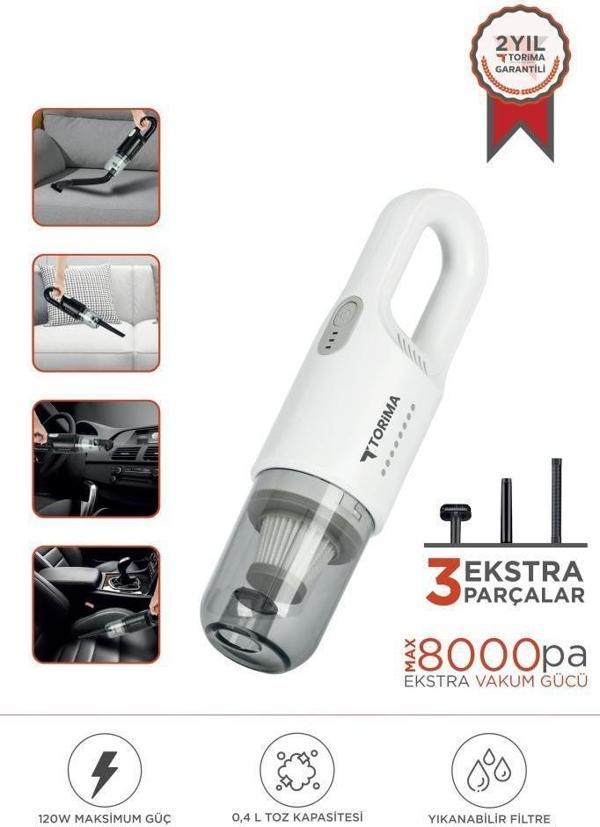 Torima A-031 Beyaz Şarjlı Araç EL Süpürgesi El - Image 1