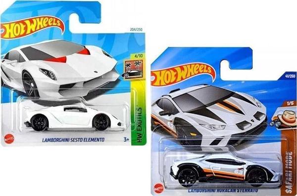 2 Araç Hot Wheels Set - Lamborghini Huracan Sterrato (Beyaz) & Lamborghini Sesto Elemento (1/64) - Image 1