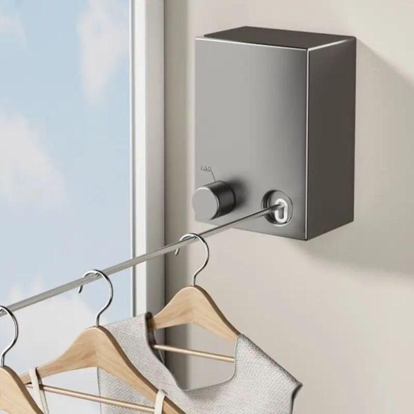 BUFFER® Teleskopik Çamaşır Kurutma Askısı, Pratik Geri Çekilebilir Çamaşır İpi - Image 1