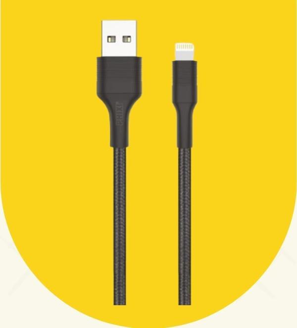 Hasır Örgü Lightning USB Hızlı Şarj ve Data Kablosu - Silikon Başlıklı, Dayanıklı ve Güçlü Tasarım - Image 1