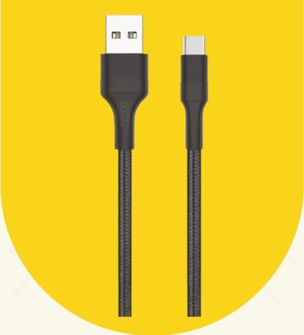 Phixi CB431T Hasır Örgü ve Güçlendirilmiş Silikon Başlıklı Type-C USB 3.0 Hızlı Şarj ve Data Kablosu - Image 1