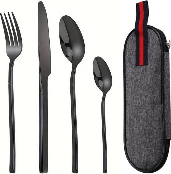 Valkyrie Çantalı Yolculuk Çatal Kaşık Bıçak Seti Kişiye Özel 1. Sınıf Paslanmaz Çelik Ofis Okul Kamp Restaurant C3404 - Image 1