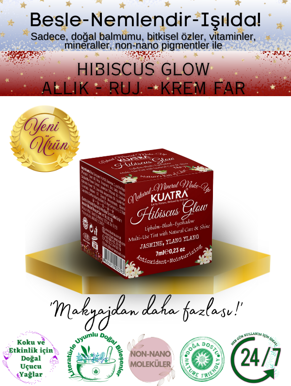 Hibiscus Glow Besleyici, Nemlendirici Allık Ruj Göz Farı Doğal İçerik - Image 1