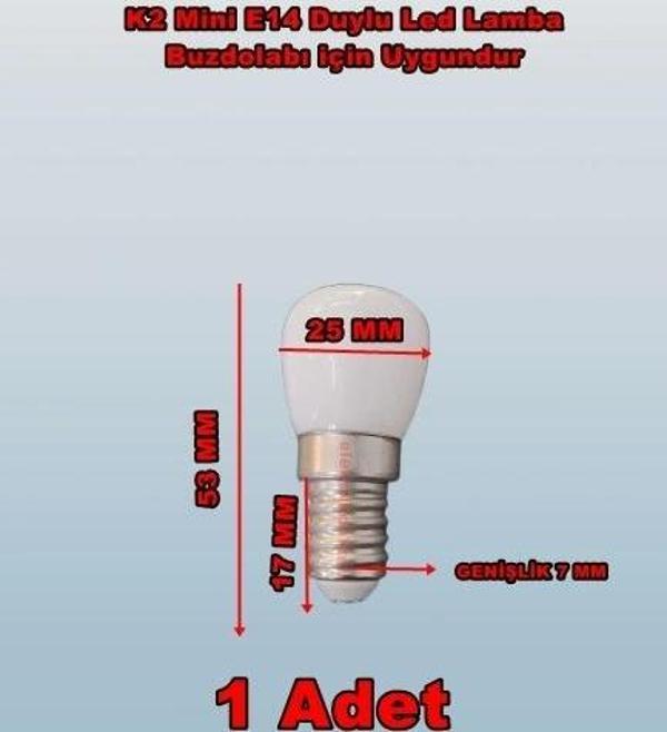 K2 E-14 2W Led Ampul Beyaz 6500k (İnce Duylu Buzdolabı Ampulü) - Image 1