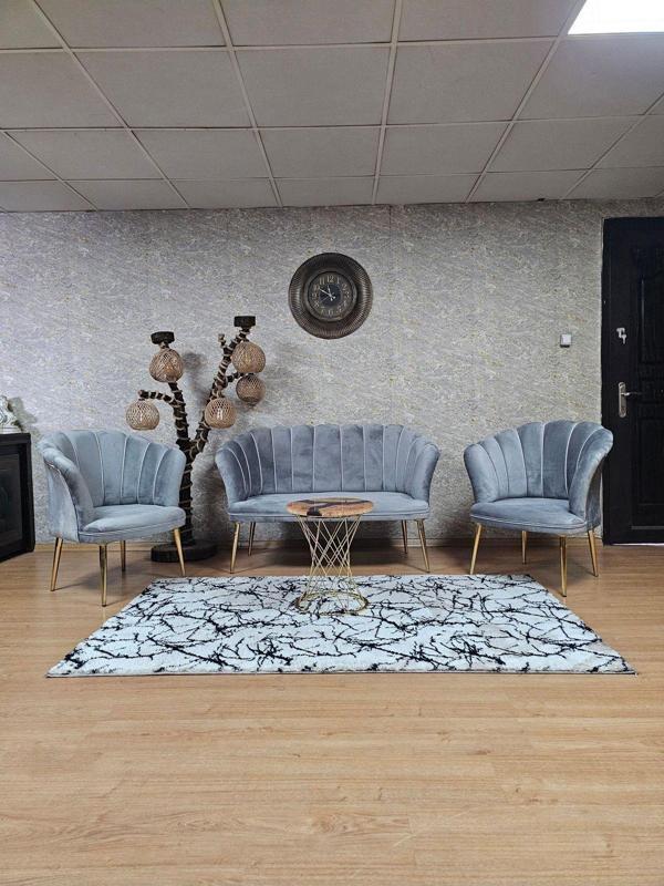 Papatya Çay Seti Koltuk Takımı Gold Sivriltme Ayak, Balkon, Salon, Ofis, Cafe Koltuk Takımı GRİ Renk Tek Ebat Beden - Image 1