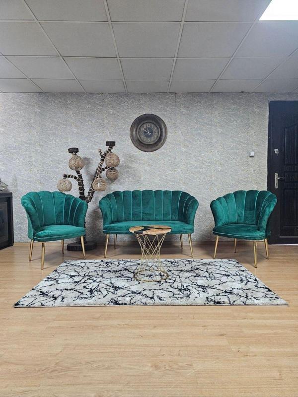 Papatya Çay Seti Koltuk Takımı Gold Sivriltme Ayak, Balkon, Salon, Ofis, Cafe Koltuk Takımı YEŞİL Renk Tek Ebat Beden - Image 1
