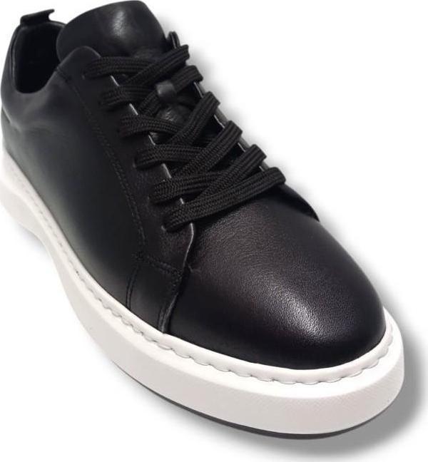 Wonder W60-25 Hakiki Deri Anatomik Casual Erkek Ayakkabı Siyah Beyaz - Image 1