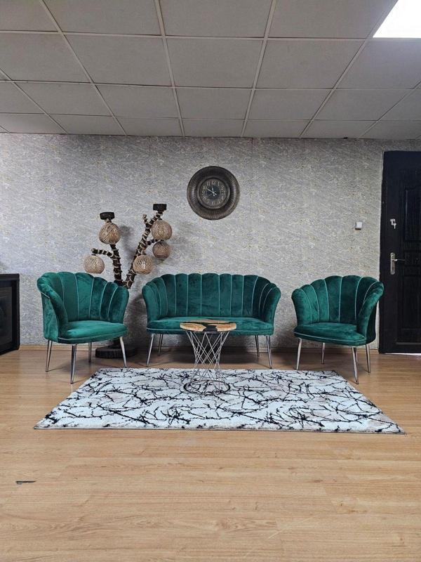Papatya Çay Seti Koltuk Takımı Krom Sivriltme Ayak, Balkon, Salon, Ofis, Cafe Koltuk Takımı YEŞİL Renk Tek Ebat Beden - Image 1