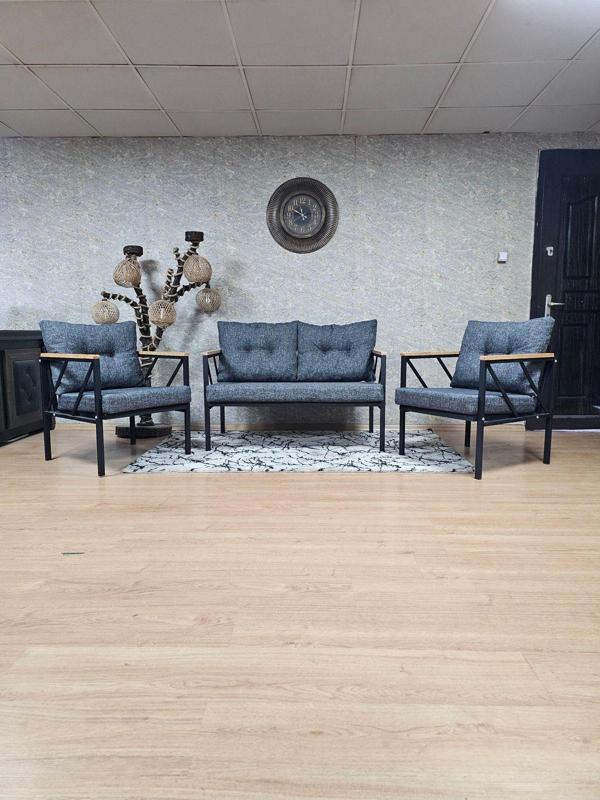 Siyah Boyalı Bahçe - Balkon - Mutfak Çay Seti Takımı Bahçe Koltuk Takımı FÜME Renk Tek Ebat Beden - Image 1