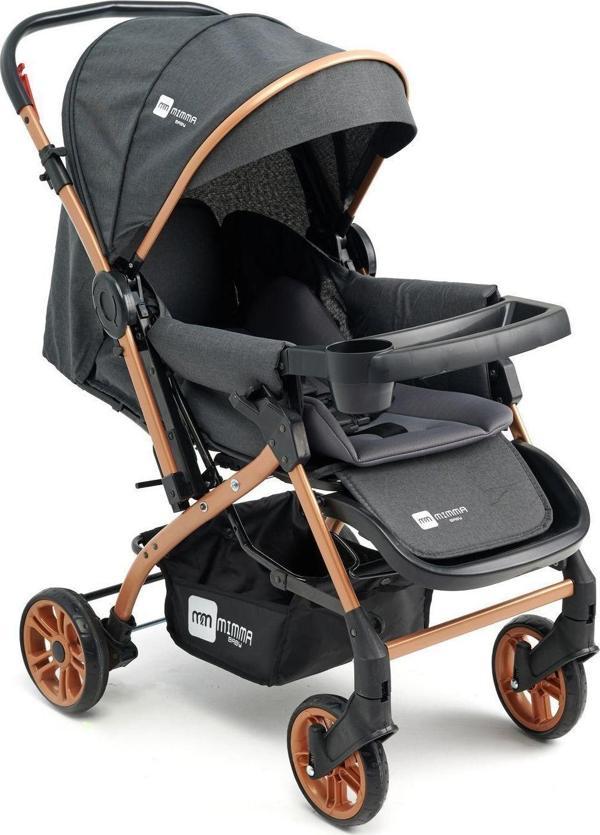 Mimma Baby Mb-140 Life Gold & Siyah Çiftyönlü Bebek Arabası & Taşıma Puset - Image 1