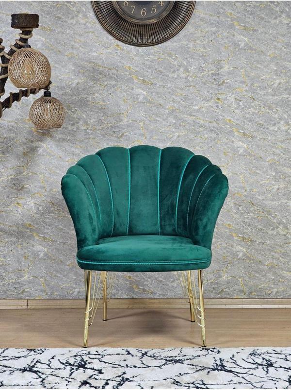 Tekli Gold Kaplama Tel Ayak Papatya Çay Seti Koltuk Takımı , Balkon, Salon, Ofis, Cafe Koltuk Takımı YEŞİL Renk Tek Ebat Beden - Image 1