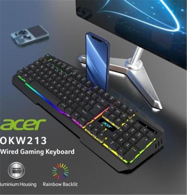 Acer OKW213 Siyah RGB Rainbow Backlit Gaming Keyboard Rainbow (Kablo Uzunluğu 1,5mt) - Image 1