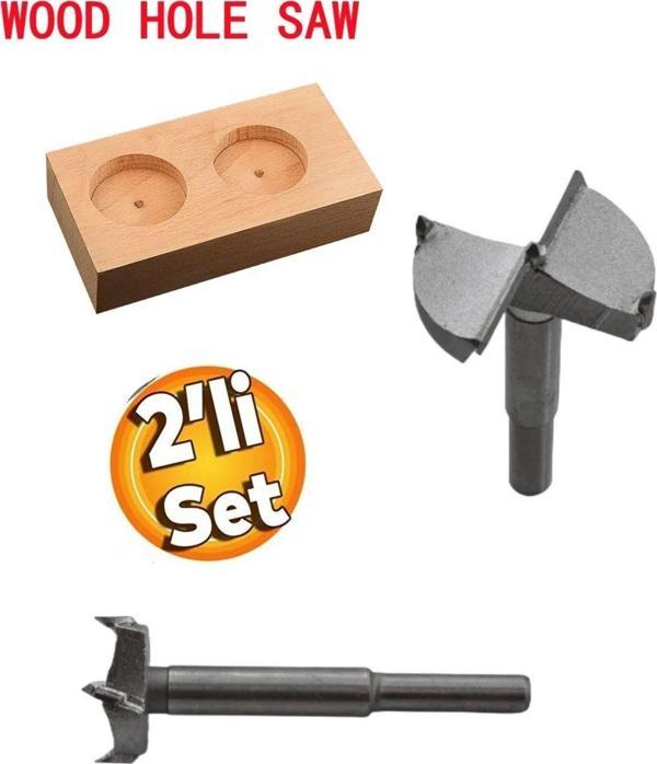Depolife Ahşap Delme Panç Seti 35Mm 70Mm 2Li Karot Set Matkap Freze Ucu Menteşe - Image 1