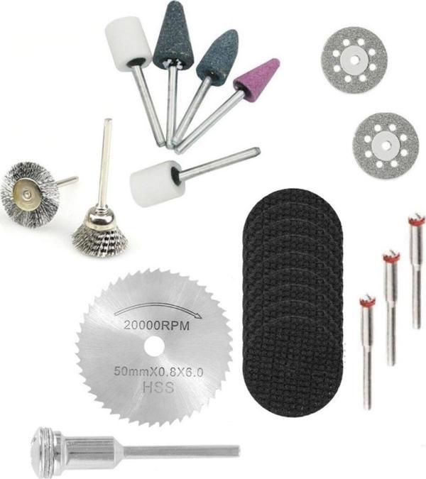 Depolife Dremel Benzeri Vız Vız Makinaları Için Kesici Mini Disk Seti Tel Fırça Kum Zımpara 20 Parça - Image 1