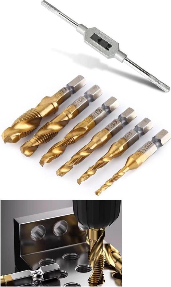 Depolife Klavuz Seti Bits Sapı Matkap Veya Kılavuz Kol İle Kullanım M3 M4 M5 M6 M8 M10 Ahşap Metal Derlin Pah - Image 1