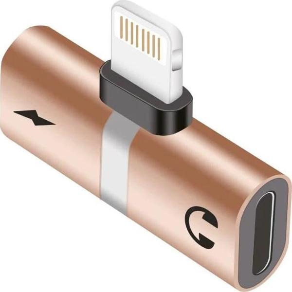 iPhone Uyumlu Lightning 2in1 Şarj Kulaklık Dönüştürücü Adaptör Şarj Çoğaltıcı Splitter - Image 1