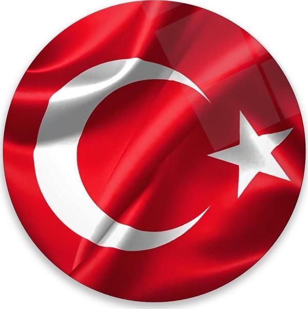 Bayrak Yuvarlak Cam Tablo | Hediyelik, Dekoratif, Ofis, Mutfak  - Image 1